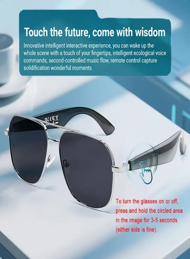 Smart Translator Glasses with Wireless Translation, Music  Recording Functions – Supports 118 Languages, Built-in Rechargeable Battery, Hands-Free Use for Home, Office, Business  Work - Black/Green Lens - Image 4